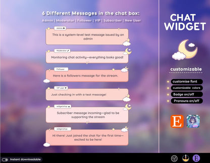 Pastel Cloud Moon Chat Widget: StreamElements Theme