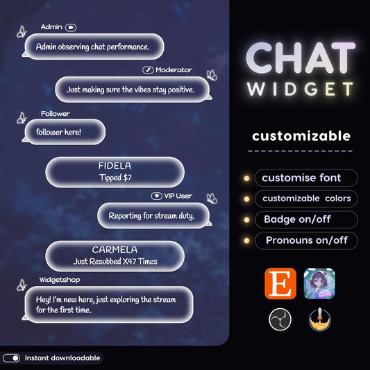 Kawaii Butterfly Chat Widget: Pastel Stream Overlay (StreamElements Only)
