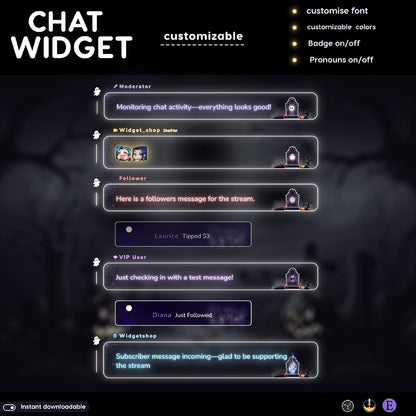 Halloween Neon vibes Stream Chat Widgets: Transparent Neon Glow Theme - StreamElements