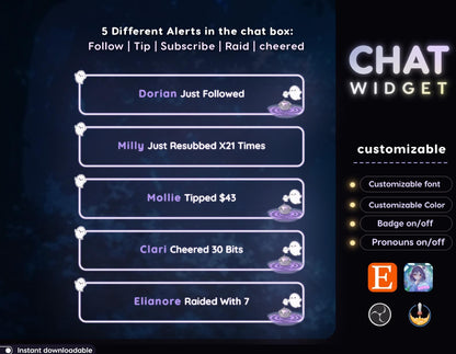 Neon Spooky Ghost Halloween Chat Widget: Transparent Neon Glow Theme - StreamElements