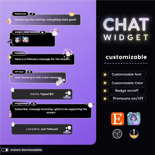 Spooky ghost Vibes Halloween Chat Widget: Transparent Neon Glow Theme - StreamElements