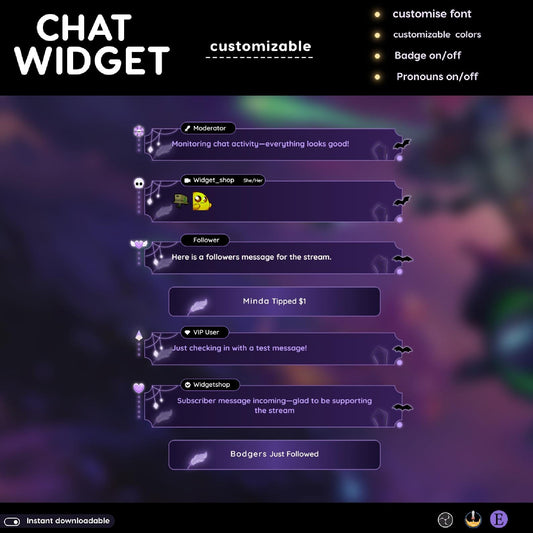 Minimal Halloween Chat Widget: Creepy skull ghost Theme - StreamElements