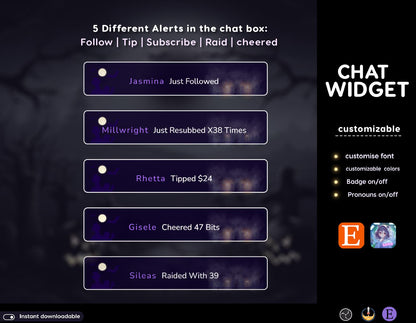 Halloween Neon vibes Stream Chat Widgets: Transparent Neon Glow Theme - StreamElements