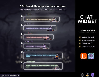 Halloween Neon vibes Stream Chat Widgets: Transparent Neon Glow Theme - StreamElements