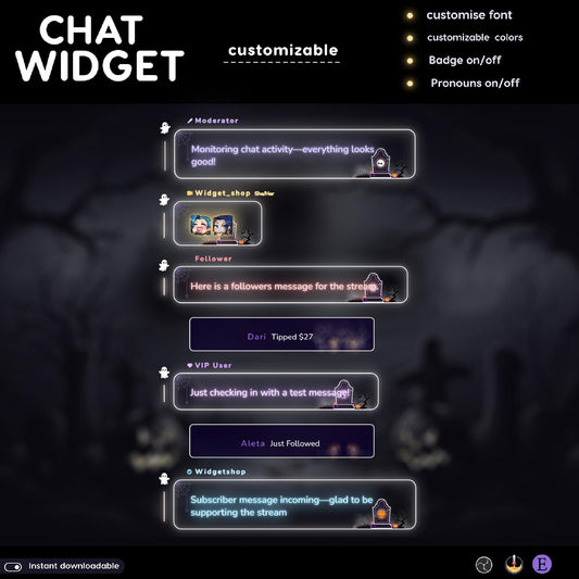 Halloween Neon vibes Stream Chat Widgets: Transparent Neon Glow Theme - StreamElements