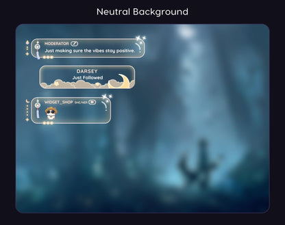 Sparkling Bubble Stream Chat Widgets: Glassy Chat with stars and moons