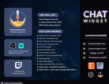 Neon Spooky Ghost Halloween Chat Widget: Transparent Neon Glow Theme - StreamElements