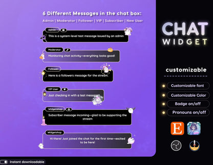 Spooky ghost Vibes Halloween Chat Widget: Transparent Neon Glow Theme - StreamElements