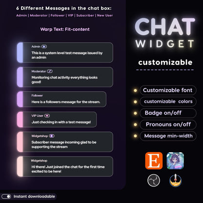 Pastel neon color minimal chat bubble for Twitch Streamers | Streamlements only setup through OBS