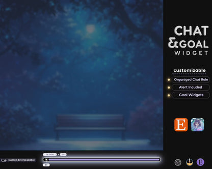 Neon Aesthetic Glowy Transparent Chat and Goal Stream Widgets - Minimal,Neon Light, Elegant Glow Theme Clean Vibe Streamelement Only