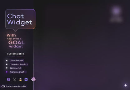 Floral Purple Chat Widget • Minimal, Starry, Mystical Elegant Theme • Chat Box with Pronouns & Alerts for Twitch Streams (StreamElements)